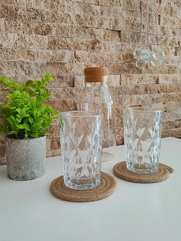 Producto - Vasos de vidrio 330ml labrado transparente caja x 6 unidades