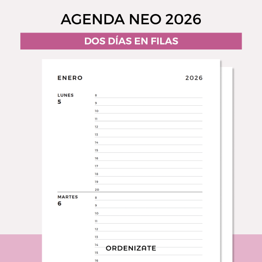 Producto - AGENDA NEO 2026 (dos días en filas)