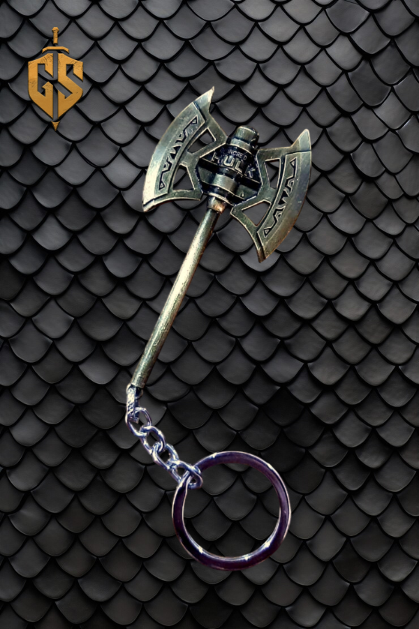 Producto - Llavero de metal Hacha de Hulk Dorada