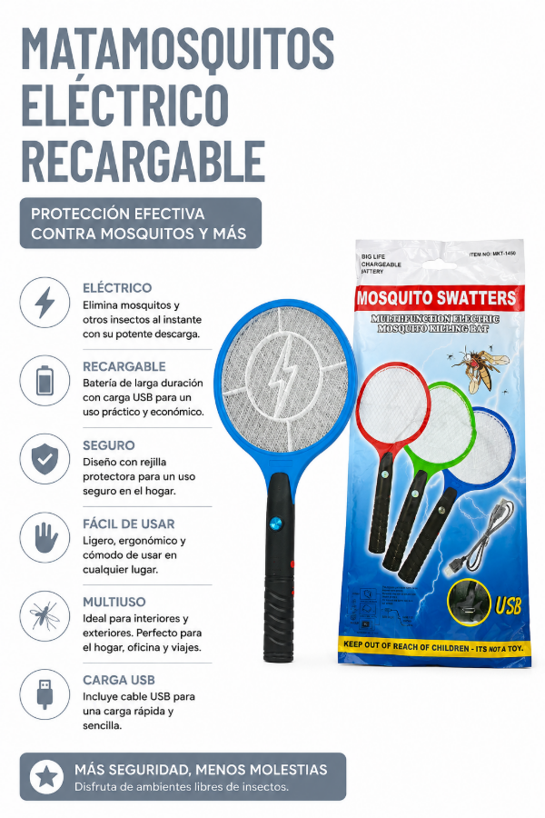 Producto - Raqueta mata moscas mata mosquitos