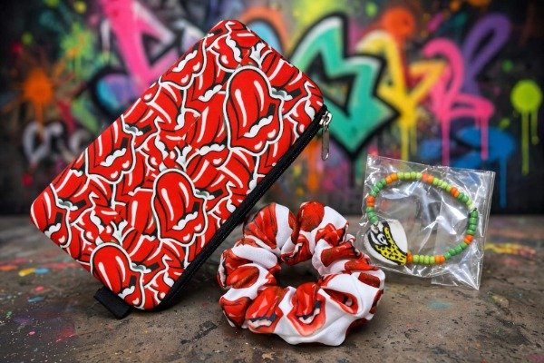 Producto - Combo  neceser  scrunchine  pulsera the rolling stones 4