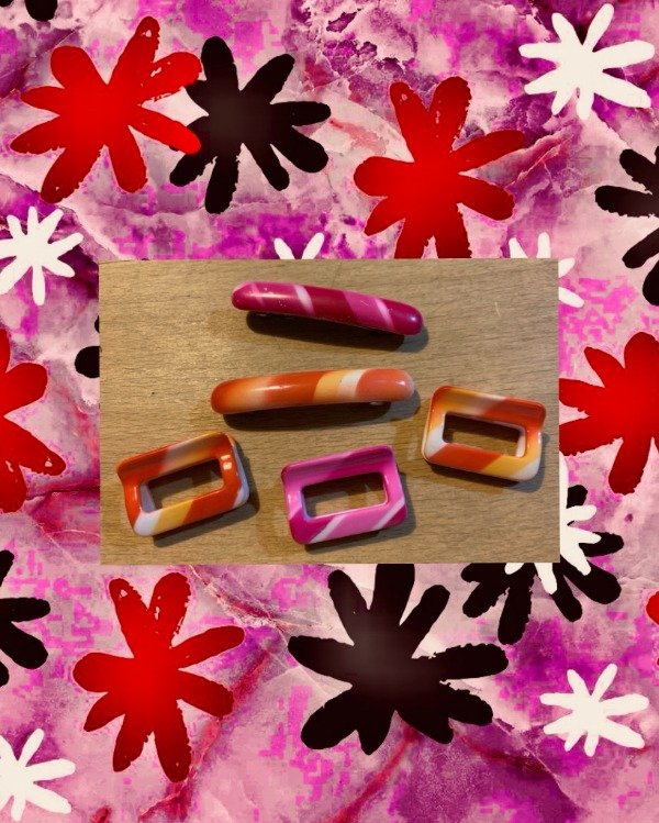 Producto - Pack de ganchos y hebillas Naranja y Rosa x5u.