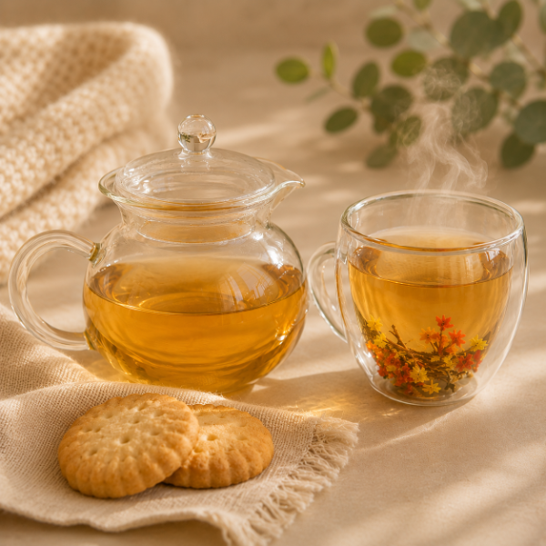 Producto - Set de Té de Vidrio con Tetera y Taza Doble Pared