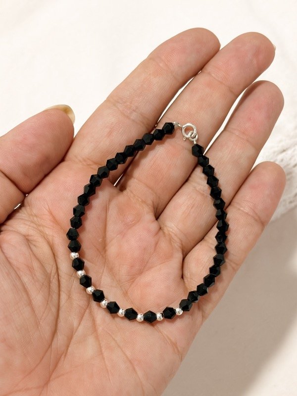 Producto - Pulsera Cristales Negra/ Plata 19cm