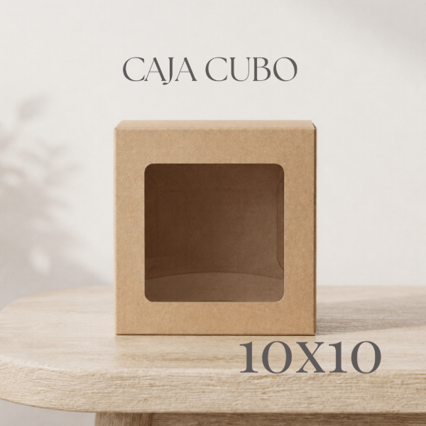 Producto - Caja cubo cartulina Kraft con visor - 0