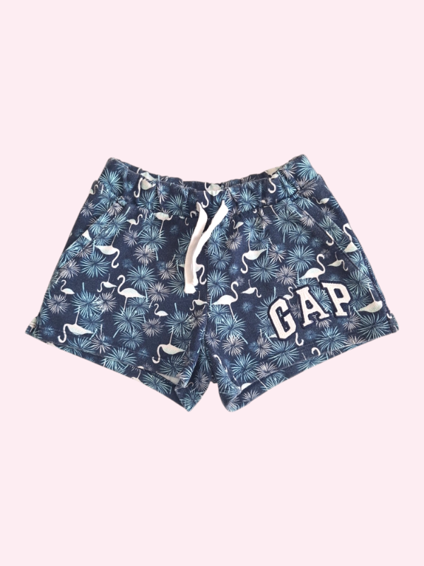 Producto - Short de algodón azul con cisnes blancos GAP 6/7 años
