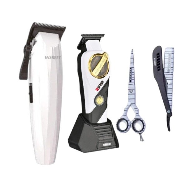 Producto - COMBO CLIPPER WHITE + TRIMMER NG-9213W + KIT TIJERA NAVAJA EVEREST