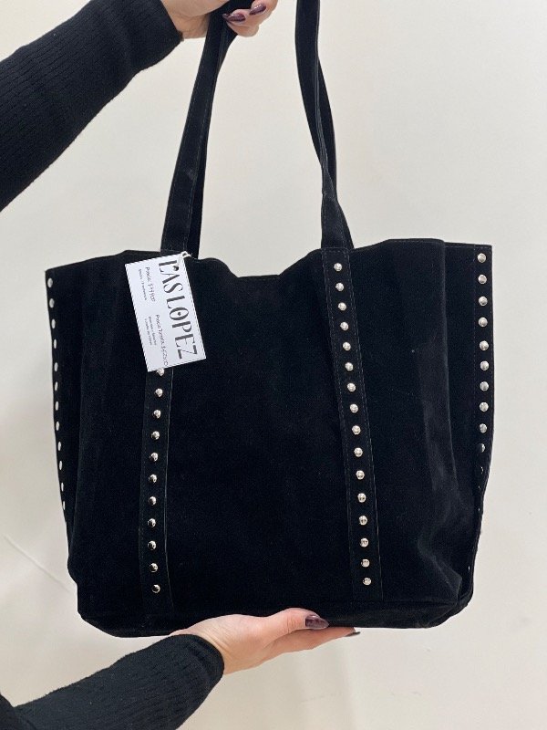 Producto - Cartera bolso de tachas negro Gamuzado