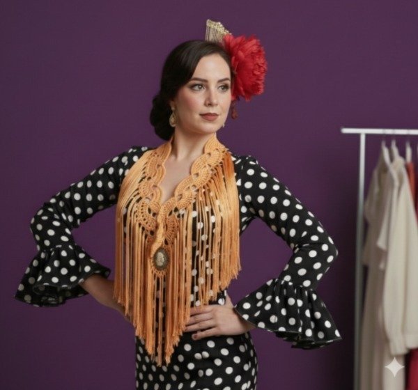 Producto - Tira De Flecos De Seda Para Escote Abanicos Cobre