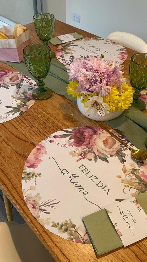 Producto - Set Platos De Sitio Papel + Porta Servilletas X 12 Unid. Dia de la Madre - 1