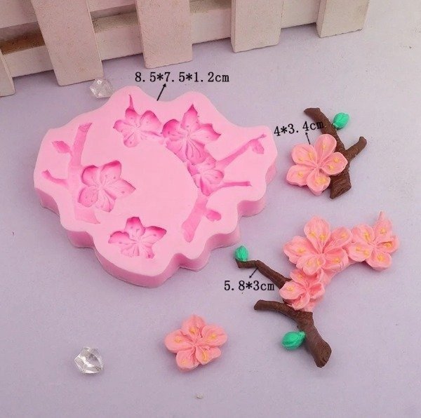 Producto - Molde silicona flor y ramita cerezo
