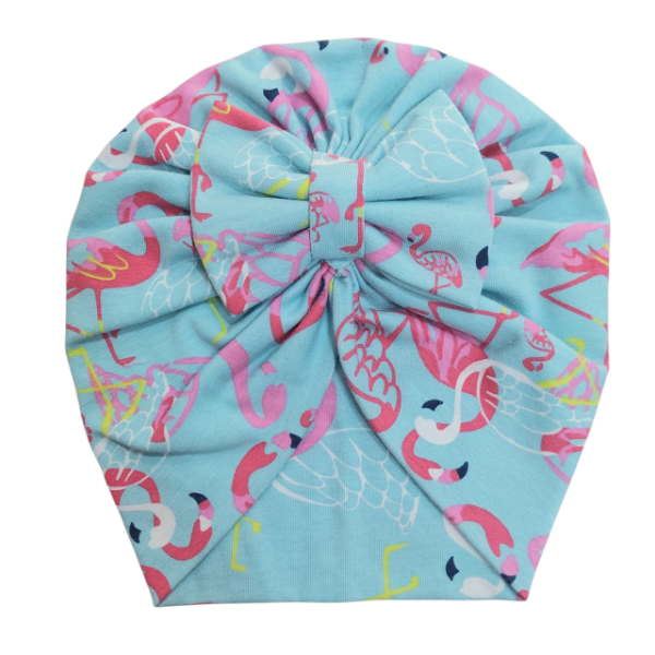 Producto - Turbante beba estampado moño "Flamencos"