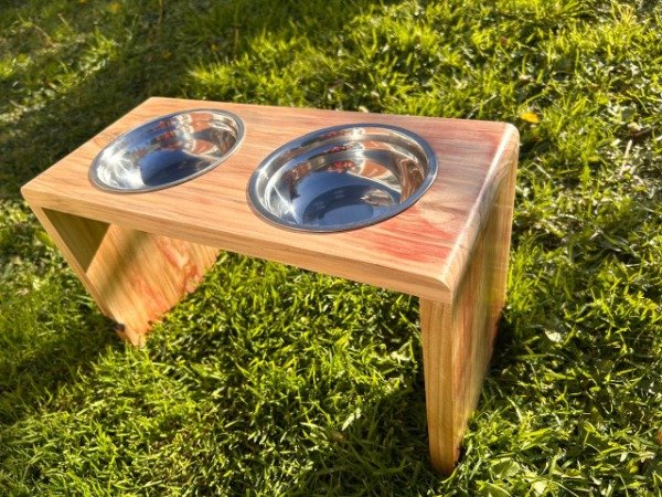 Producto - Comedero doble de madera tamaño MINI