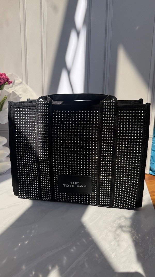 Producto - TOTE BAG CON BRILLOS PLATEADO