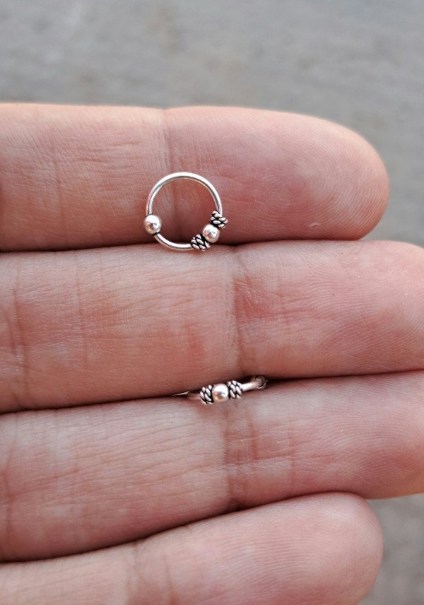 Producto - Argollita de Plata 8mm tipo Bali con Bolita (unidad)