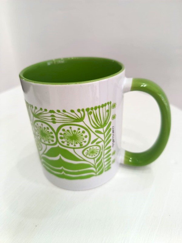 Producto - Taza Verde Perico / Florcitas Diente de León