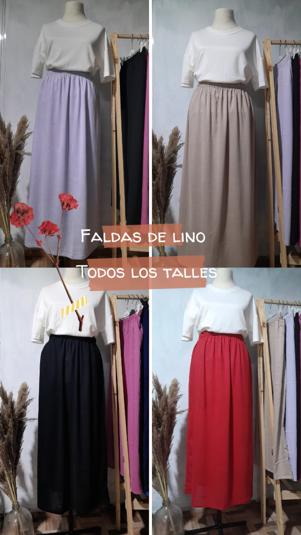 Producto - Faldas de lino lisas (talles del 1 al 8)
