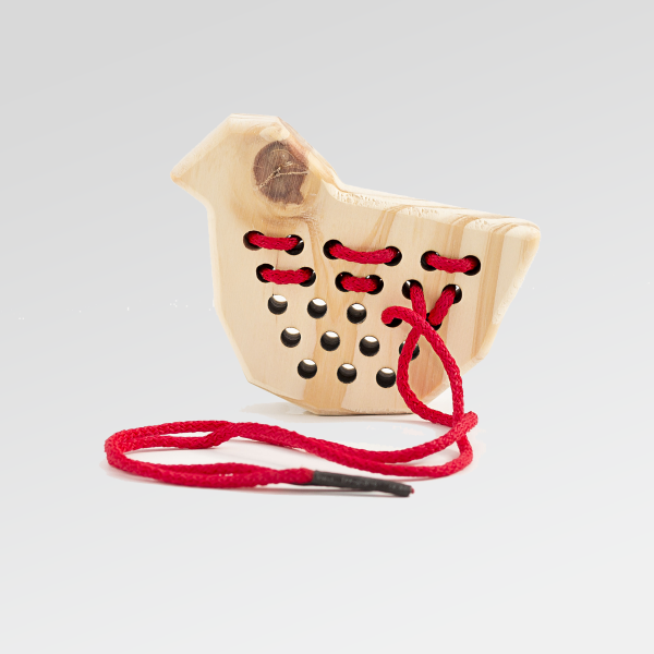 Producto - Pollito de Enhebrado de madera - 10 cm - Juguete Waldorf Montessori