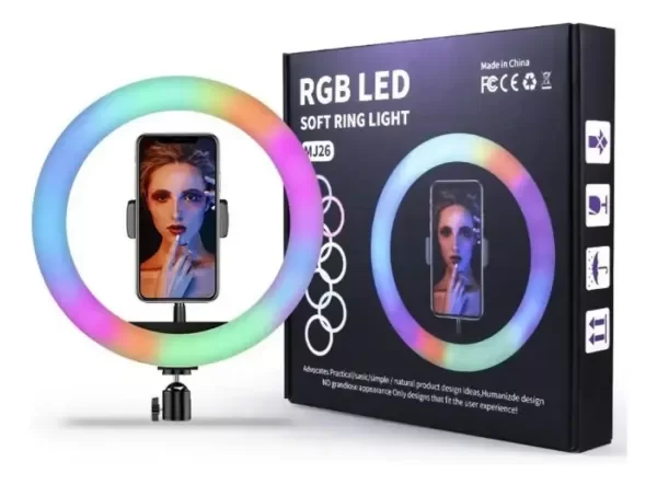Producto - Aro De Luz Led Colores Rgb  12" Trípode 2.1mt Soporte Selfie