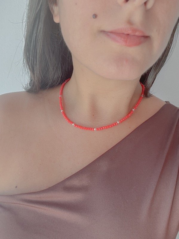 Producto - Cadenita cristales roja 40cm