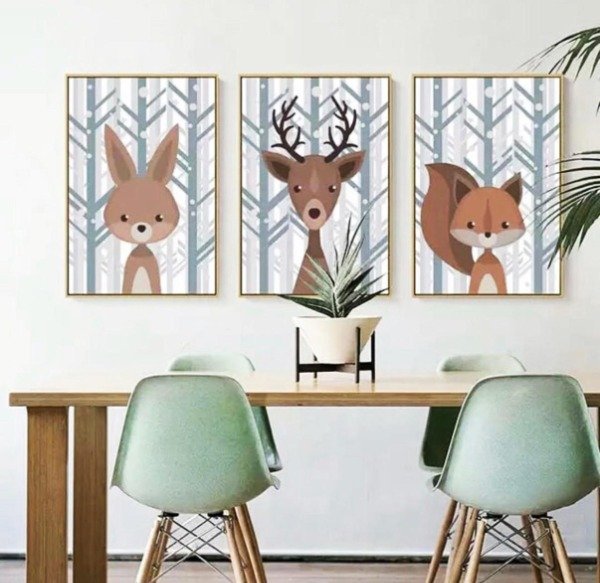Producto - Set de 3 Cuadros Infantiles: Animales del Bosque