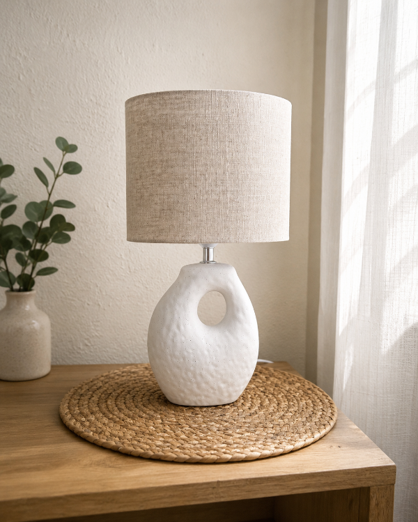 Producto - VELADOR OVAL BLANCO JASPEADO
