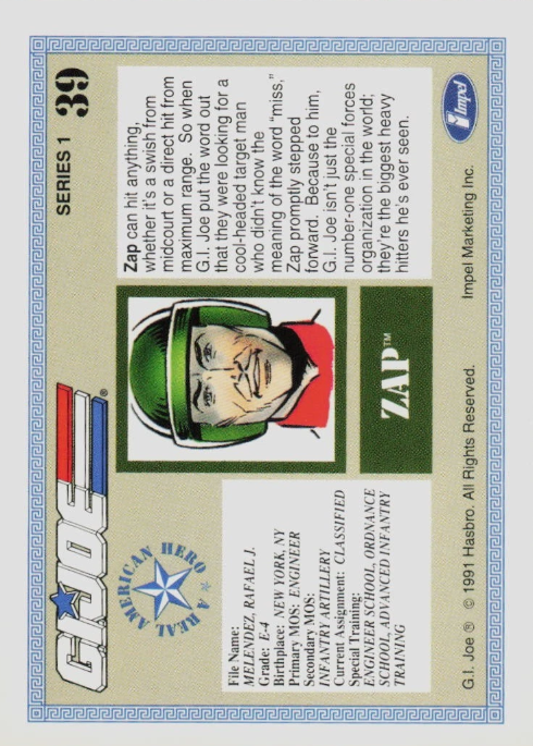 Producto - 1991 Impel G.I. Joe  #39 - Zap - 1