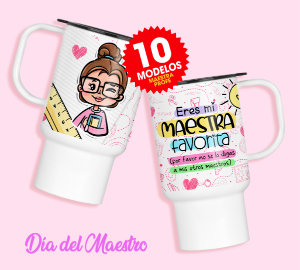 Producto - Plantillas Sublimar Jarros Térmicos Dia del Maestro Frases #J126
