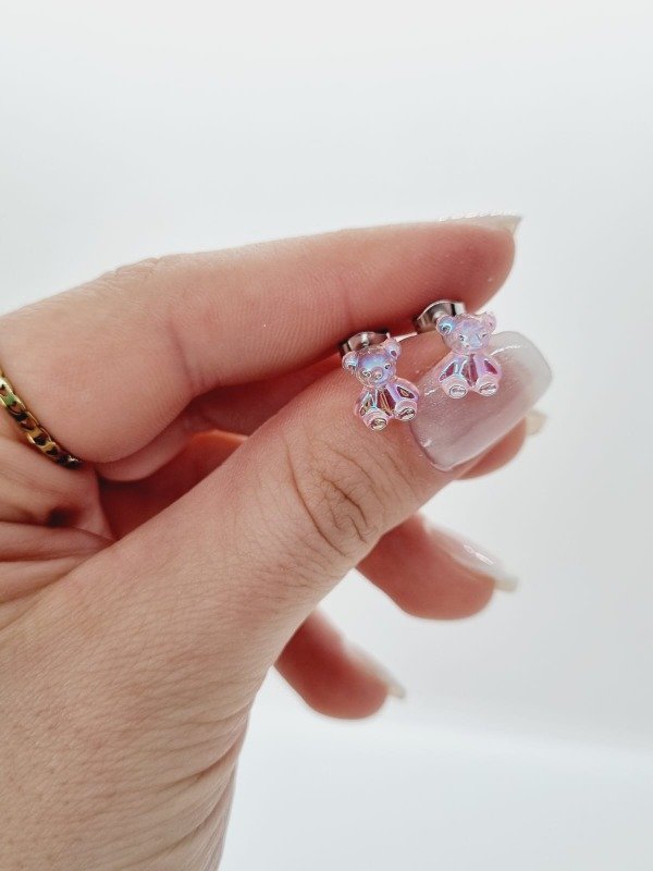 Producto - Aros acero quirurgico pasante osito tornasol