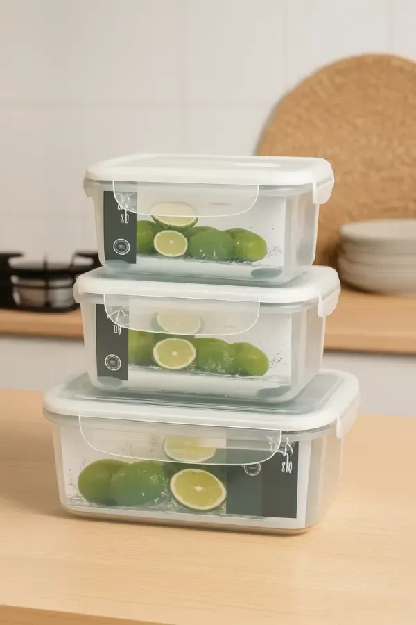 Producto - Set X3 Taper Hermético Contenedor Alimentos Apto Microondas Transparente