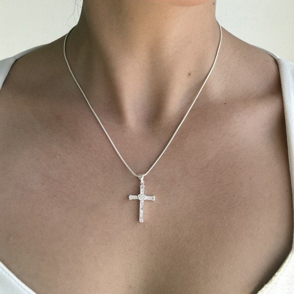 Producto - Conjunto cruz m. pavé corazón, cadena 50cm