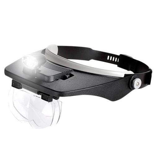Producto - Lupa Binocular Vincha -hasta 3.5x -doble luz led direccional -4 lentes acrilico
