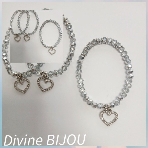 Producto - Pulsera elástica cristal corazón strass