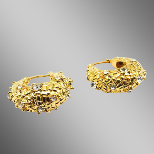 Producto - Aros Argolla Inflado Piedras - Acero Dorado - SHAR4594 - 131492-ZGT