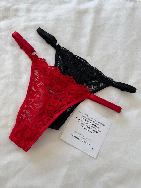 Producto - Pack x2 encaje negro y rojo