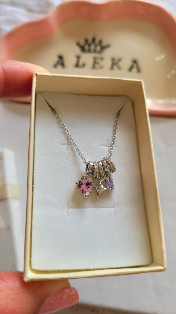 Producto - Conjunto corazón punto de luz y argollas con cubic de acero  quirúrgico - 2