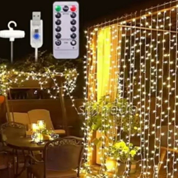 Producto - Luces cortina alambre con control AB-2025-1/-2/-3