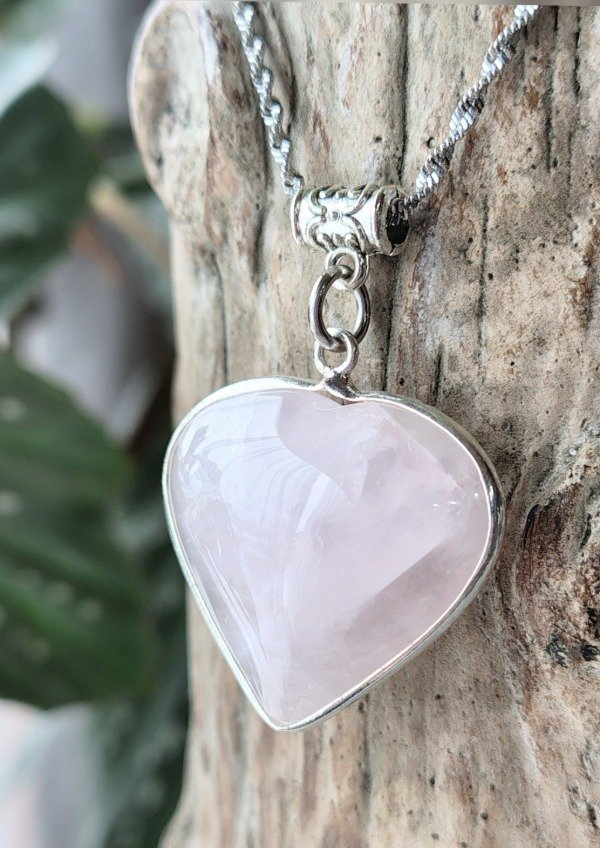 Producto - Collar. Corazón (Cuarzo Rosa)