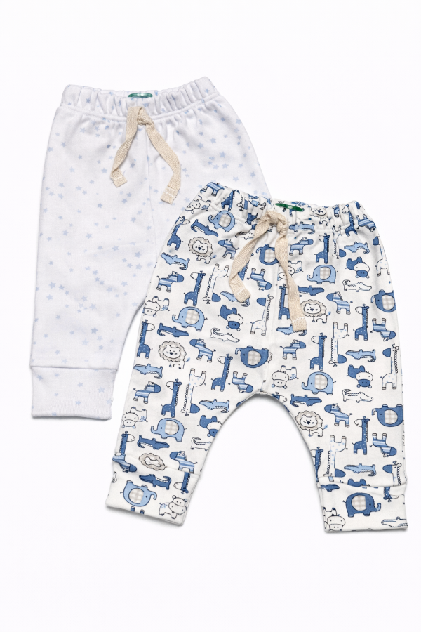 Producto - Dúo babuchas interlock estrellas y animales gris rayas