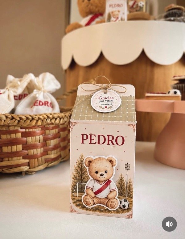 Producto - 5 Cajas Milk box 3D Osito futbol - 5