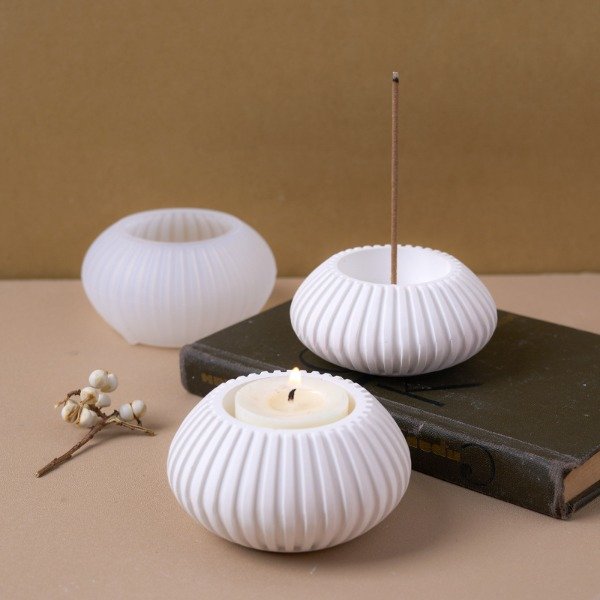 Producto - Molde de silicona maceta porta vela rayada G7