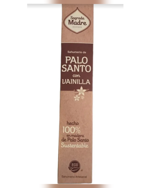 Producto - Sagrada Madre. Sahumerio. Palo Santo con Vainilla