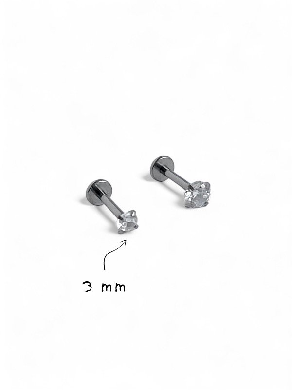 Producto - PIERCING STUD CUBIC 3 mm SILVER (Unidad)