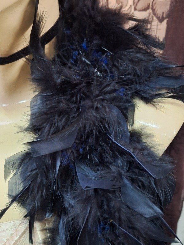Producto - Boa de plumas negras y azul 1.90mts - 4