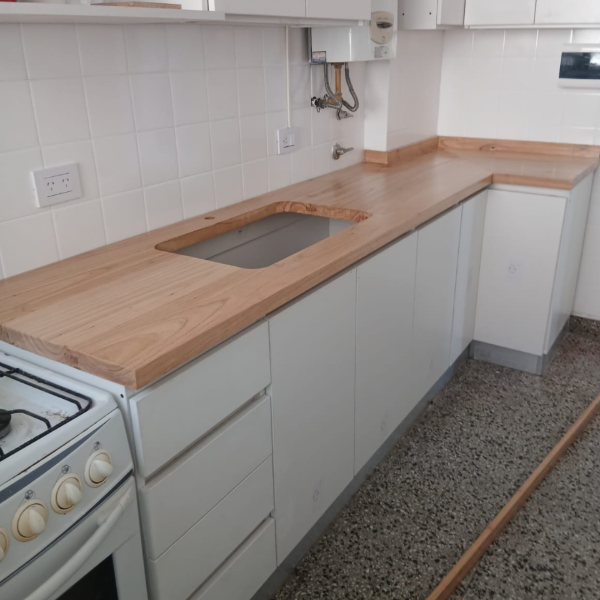 Producto - Mesada en L madera Paraiso 60cm x 200cm + 80cm