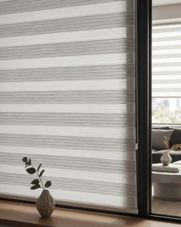 Producto - Cortina Roller Doble Zebra Con Brillo- Eclipse 150cm