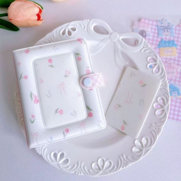 Producto - Mini Binder blanco con flores y moño