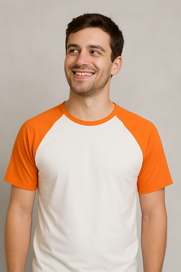 REMERA RANGLAN BLANCO/NARANJA UNISEX SUBLIMABLE Sublimer