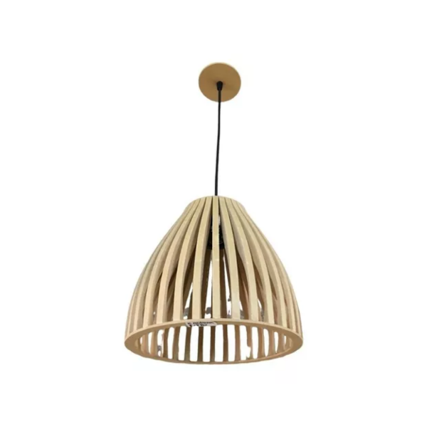 Producto - Lámpara Techo Colgante Redonda Mdf Nórdica Diseño 27 Cm