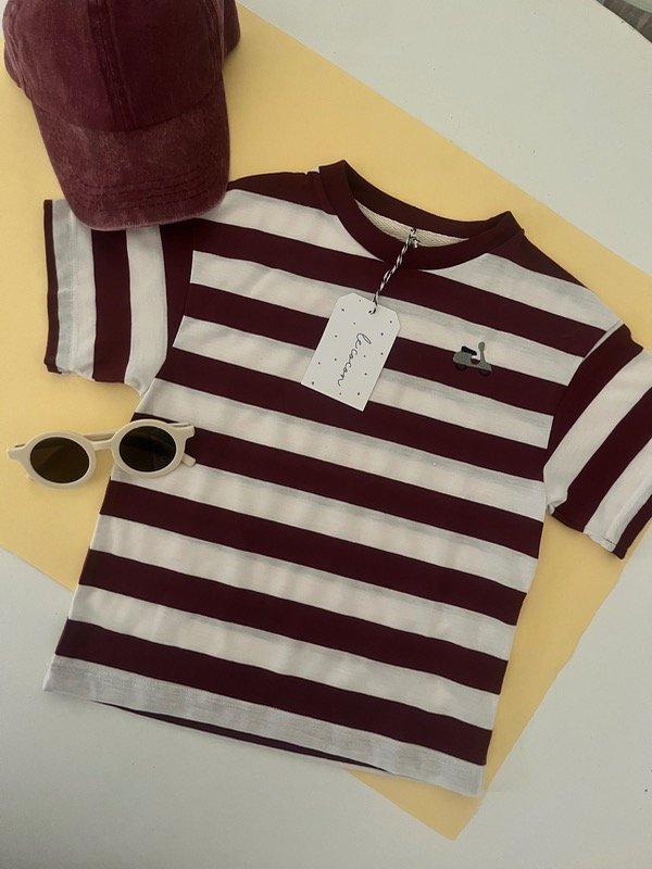 Producto - REMERA OVER GIOVANNI RAYADA BORDO